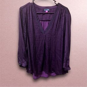 Vince Camuto, Lightweight V-Neck Blouse, Purple, Size XXL